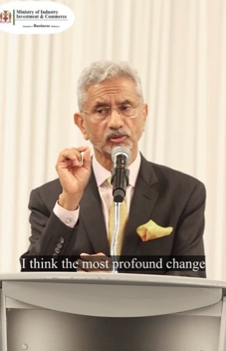 Formal remarks are delivered during the India–Jamaica ministerial luncheon at AC Hotel Kingston.