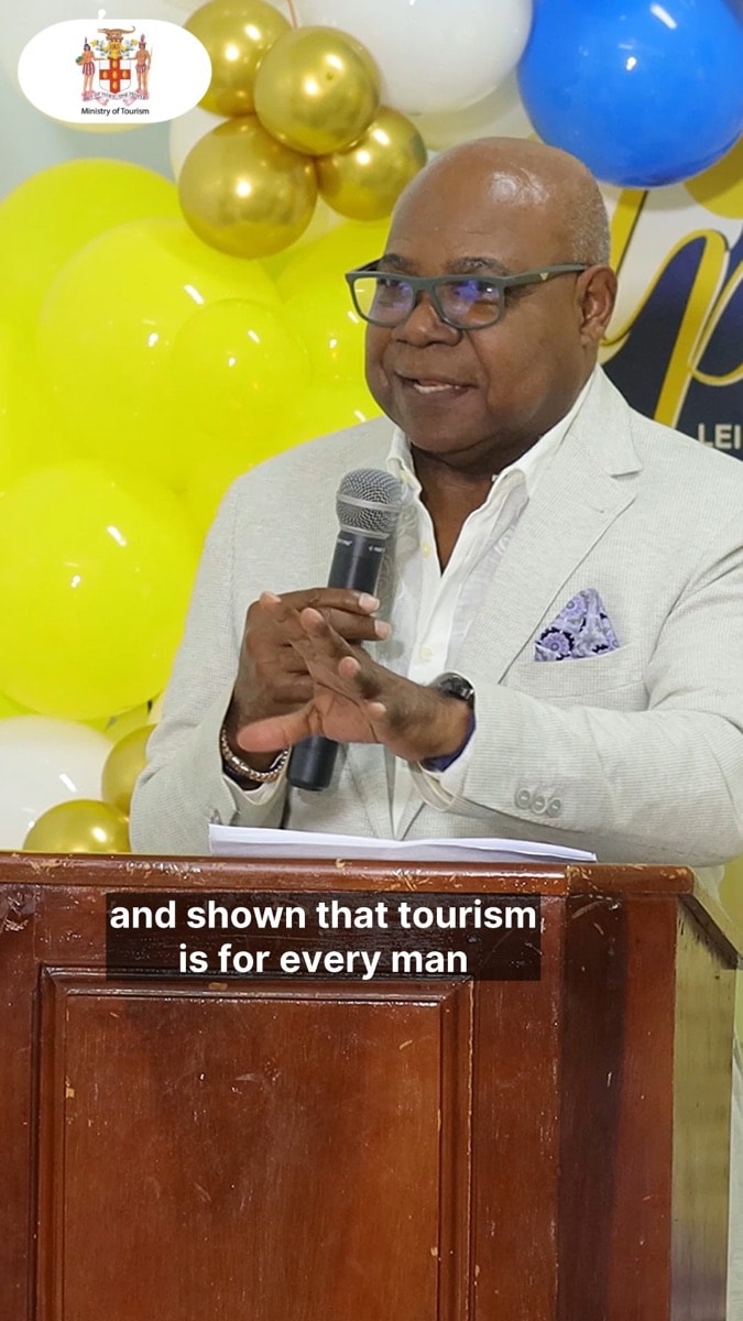 Minister of Tourism Edmund Bartlett speaks at the Leisure for Pleasure 27th anniversary luncheon.
